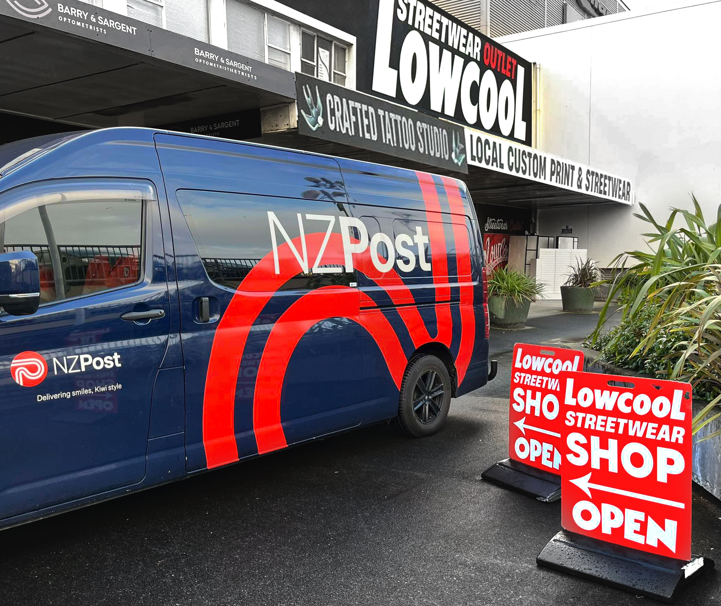 Lowcool Storefront with NZ Post Delivery Van
